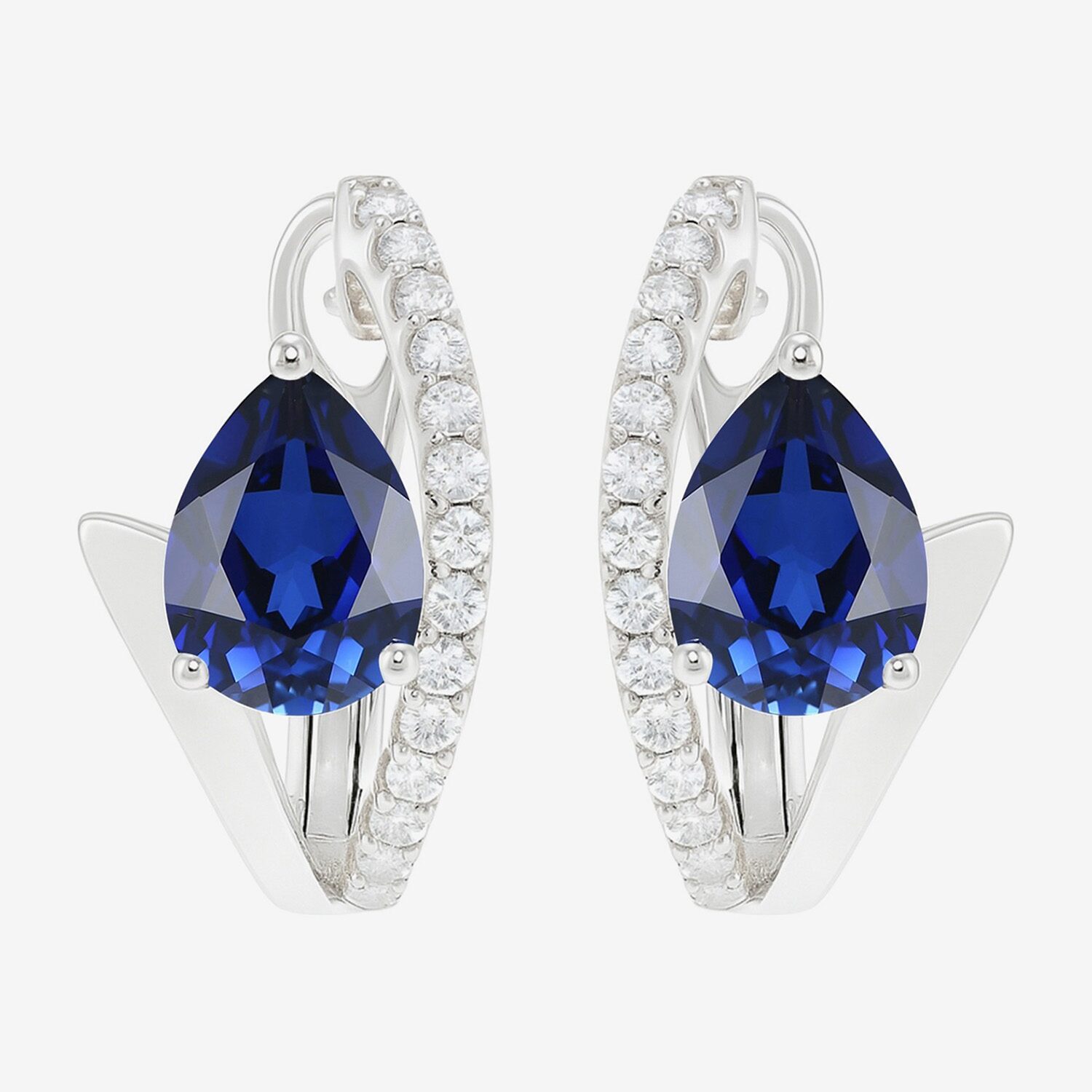 Womens Lab Created Gemstone Sterling Silver 14mm Pear Hoop Earrings