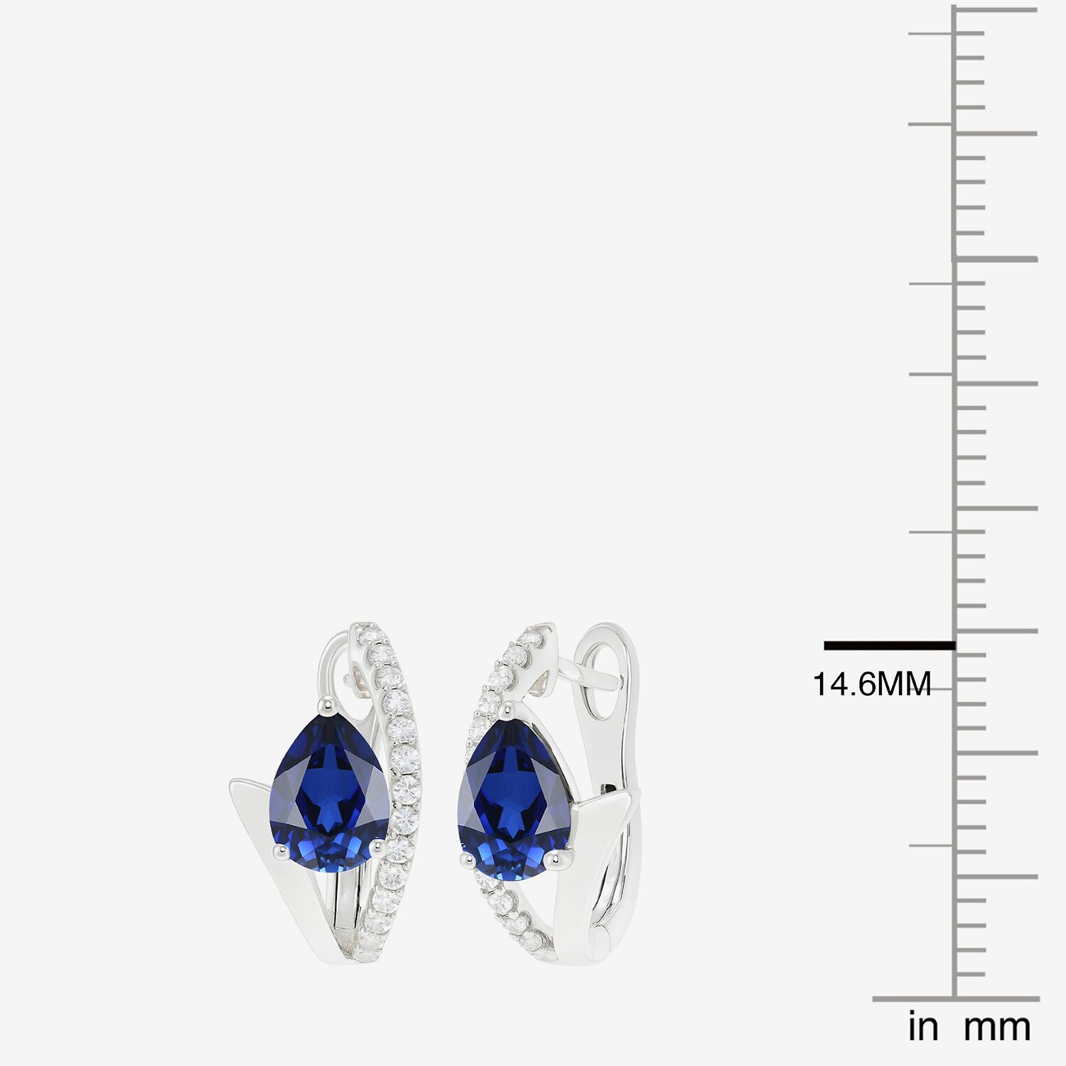 Womens Lab Created Gemstone Sterling Silver 14mm Pear Hoop Earrings
