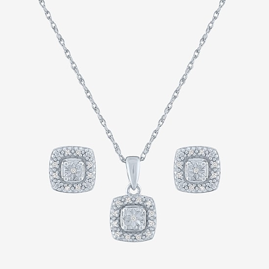 Yes, Please!, (G-H,Si2-I1) Womens 1/10 CT. T.W. Lab Grown White Diamond Sterling Silver 2-pc. Jewelry Set