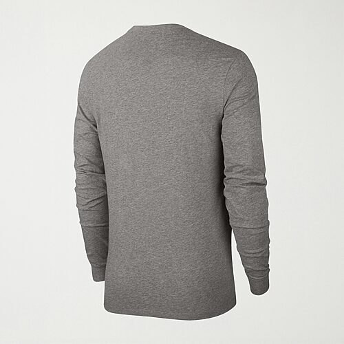Nike Sportswear Club Mens Crew Neck Long Sleeve Quick Dry Embroidered Active T-Shirt, Xx-large, Gray
