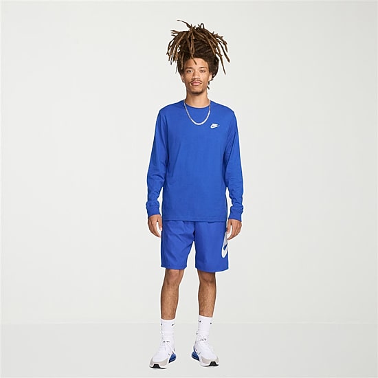 Nike Sportswear Club Mens Crew Neck Long Sleeve Quick Dry Active T-Shirt