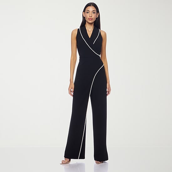 Premier Amour Womens V Neck Sleeveless Jumpsuit