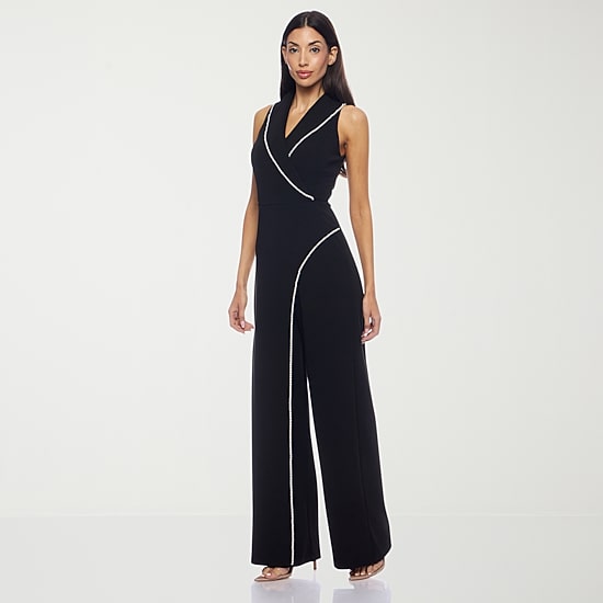 Premier Amour Womens V Neck Sleeveless Jumpsuit
