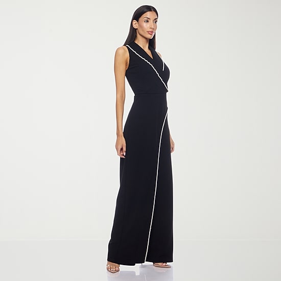 Premier Amour Womens V Neck Sleeveless Jumpsuit