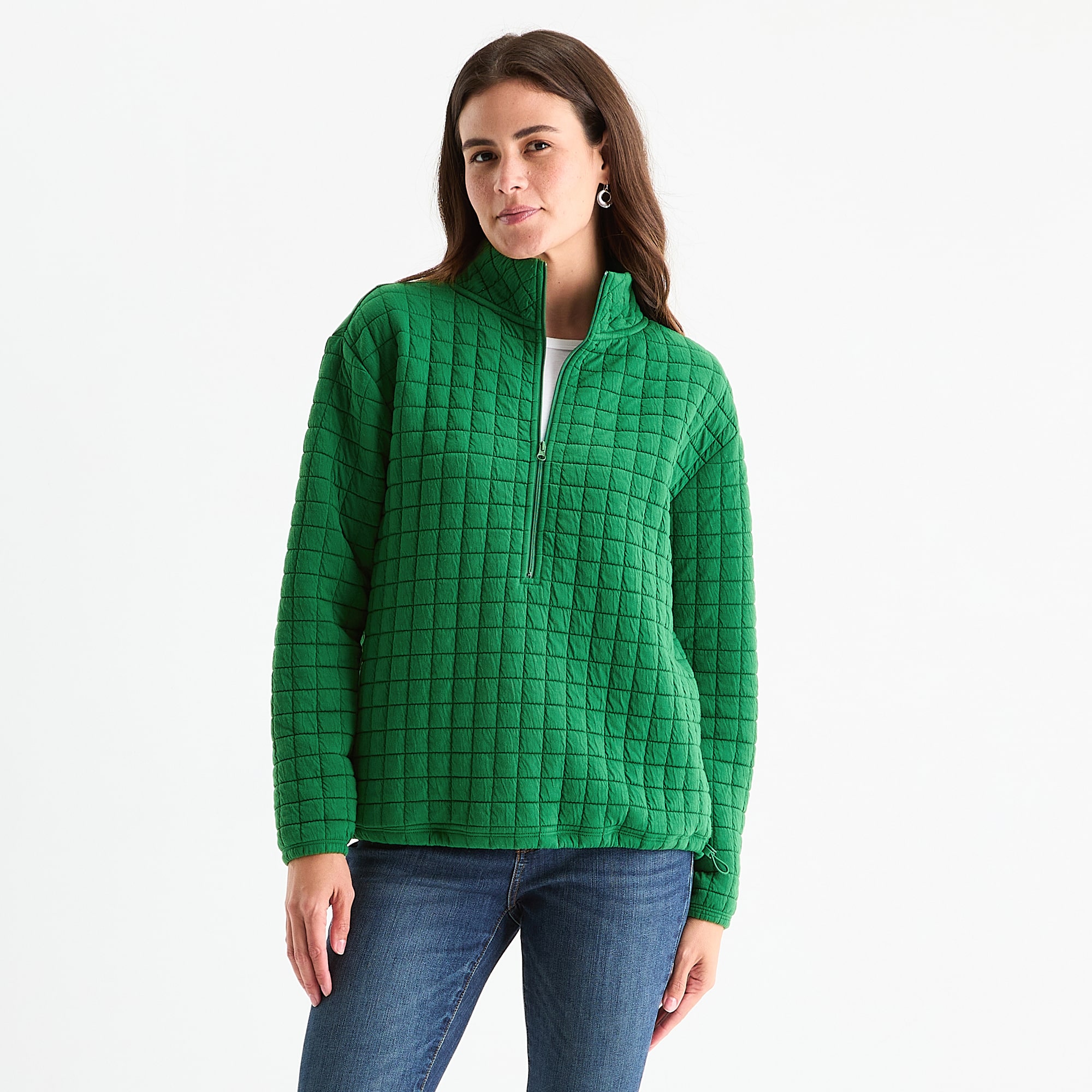 St. John's Bay Womens Tall Mock Neck Long Sleeve Quarter-Zip Pullover