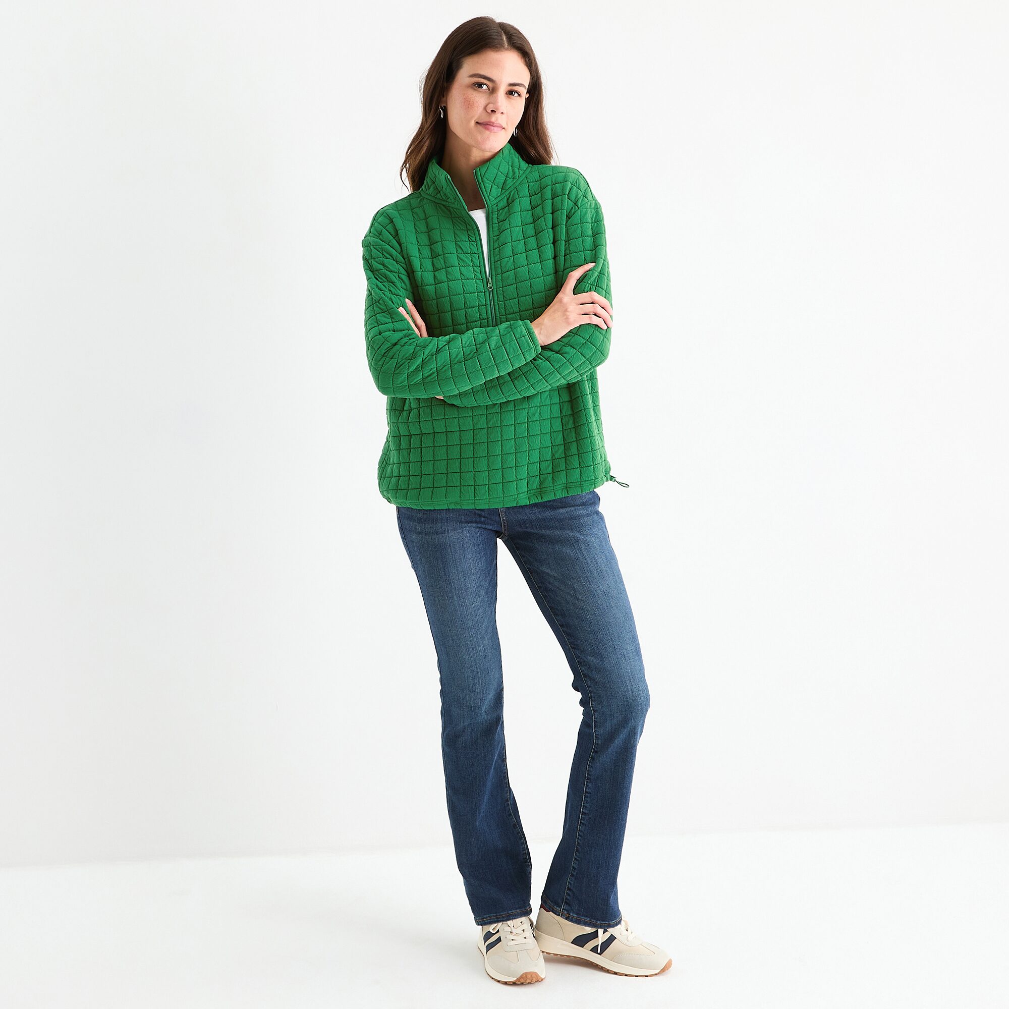St. John's Bay Womens Tall Mock Neck Long Sleeve Quarter-Zip Pullover