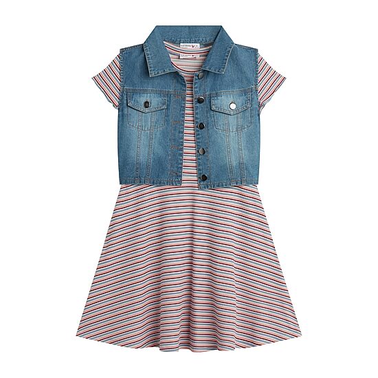 Knit Works Little & Big Kid Girls Drop Shoulder Striped 2-pc. Dress Set