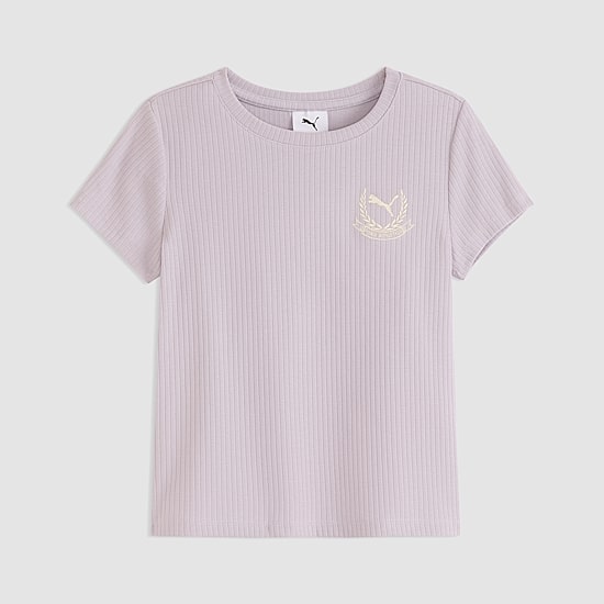 PUMA Big Kid Girls Round Neck Short Sleeve Regular Fit Graphic T-Shirt