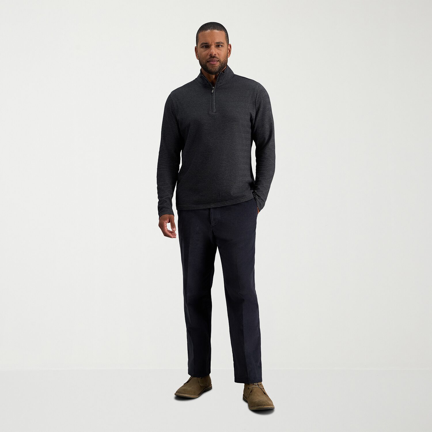 Haggar Mens Mock Neck Long Sleeve Quarter-Zip Pullover