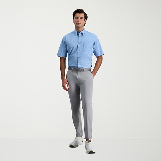 Haggar Sport Travel Performance Mens Comfort Waistband Straight Fit Flat Front Pant