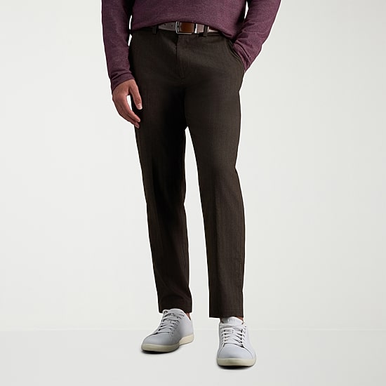 Haggar Modern Stretch Herringbone Mens Regular Fit Flat Front Pant