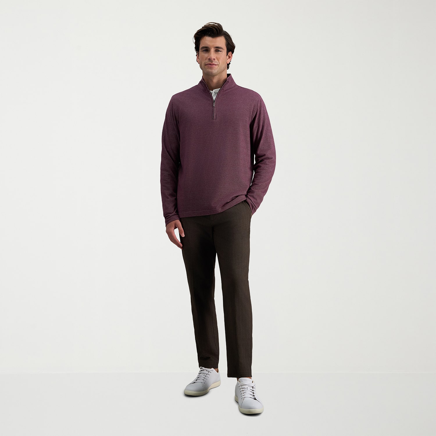 Haggar Modern Stretch Herringbone Mens Regular Fit Flat Front Pant