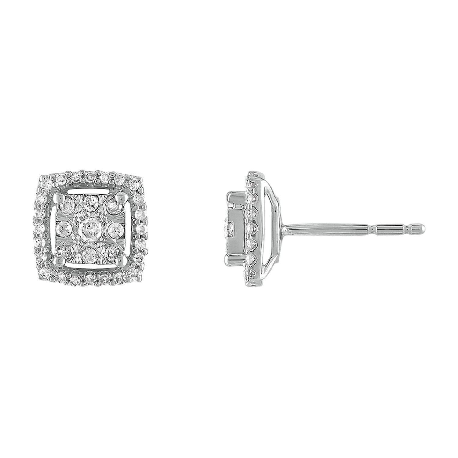 Diamond Blossom 1/4 CT. T.W. Natural White Diamond 10K Gold 8mm Stud Earrings