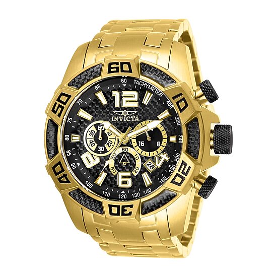 Invicta Pro Diver Mens Chronograph Gold Tone Stainless Steel Bracelet Watch 25853