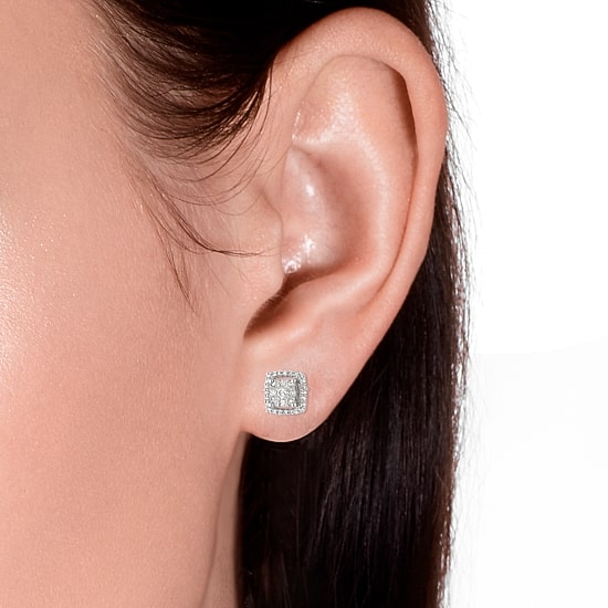 Diamond Blossom 1/4 CT. T.W. Natural White Diamond 10K Gold 8mm Stud Earrings