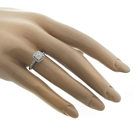 Diamond Blossom Womens 1/4 CT. T.W. Natural White Diamond 10K Gold Halo Cocktail Ring