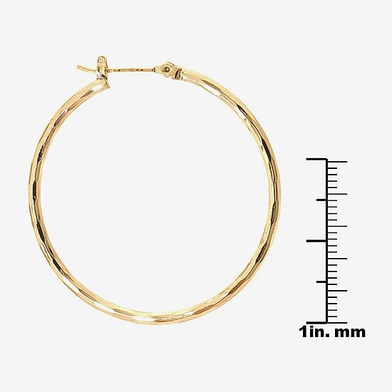 Silver Reflections 24K Gold Over Brass 40MM Diamond Cut  Hoop Earrings