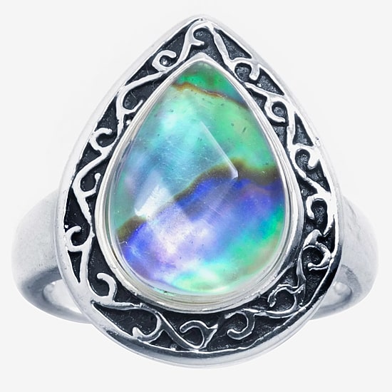 Sparkle Allure Womens Green Pure Silver Over Brass Pear Cocktail Ring