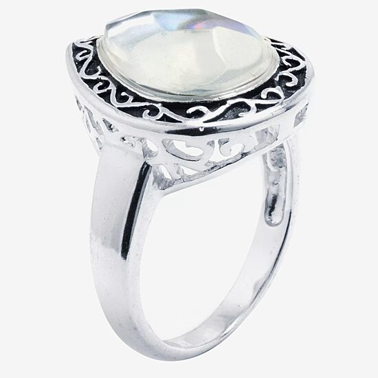 Sparkle Allure Womens Green Pure Silver Over Brass Pear Cocktail Ring