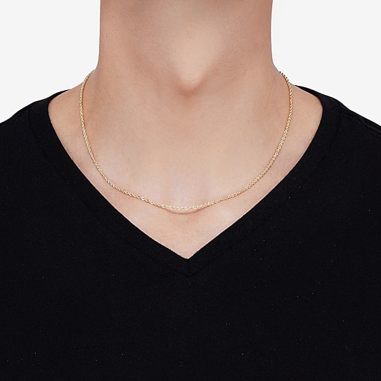 14K Yellow Gold 1.8mm Hollow Rope Chain Necklace