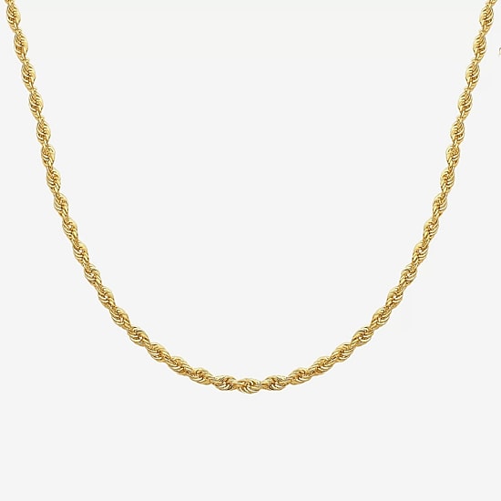14K Yellow Gold 1.8mm Hollow Rope Chain Necklace