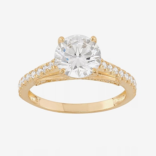 DiamonArt® Womens 2 1/2 CT. T.W. Lab Created White Cubic Zirconia 10K Gold Engagement Ring