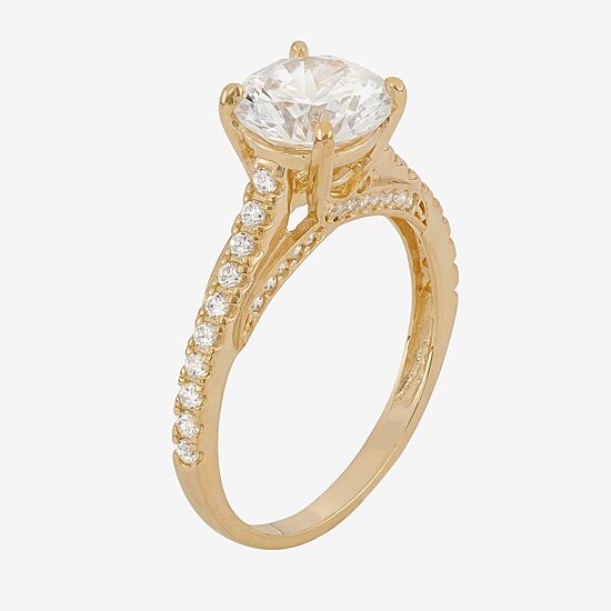 DiamonArt® Womens 2 1/2 CT. T.W. Lab Created White Cubic Zirconia 10K Gold Engagement Ring