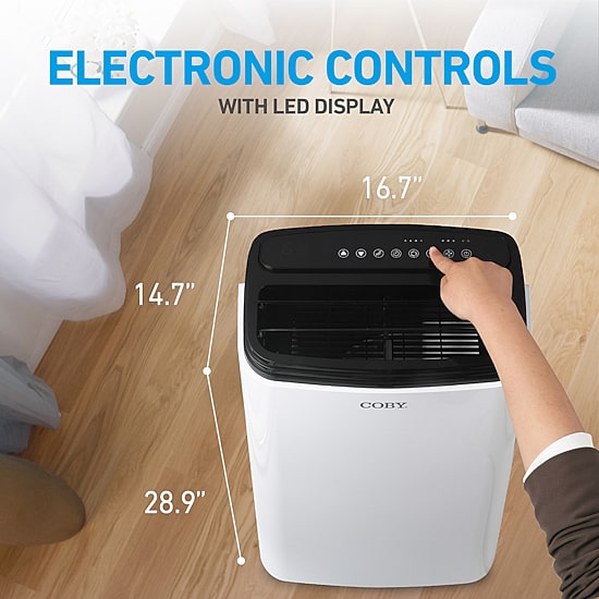 Coby 4-in-1 AC Unit, Heater, Dehumidifier & Fan, 12,000 BTU Portable Air Conditioner