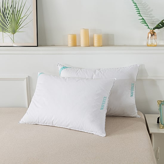 Waverly Antimicrobial treated 233 Thread Count Cotton White Duck Down Pillow