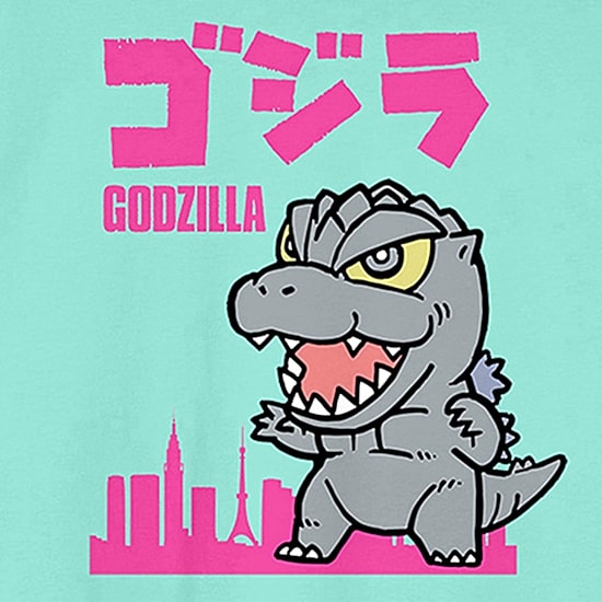 Chibi Godzilla Boyfriend Tee Womens Juniors Crew Neck Short Sleeve Loose Fit Graphic T-Shirt