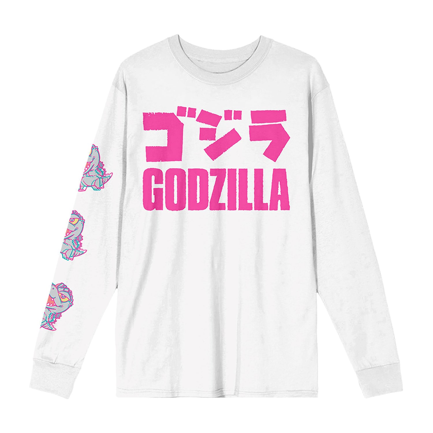 Toho Chibi Godzilla Long Sleeve Boyfriend Tee Womens Juniors Crew Neck Short Loose Fit Graphic T-Shirt