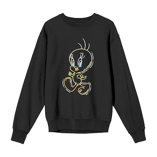 Womens Juniors Crew Neck Long Sleeve Looney Tunes Sweatshirt