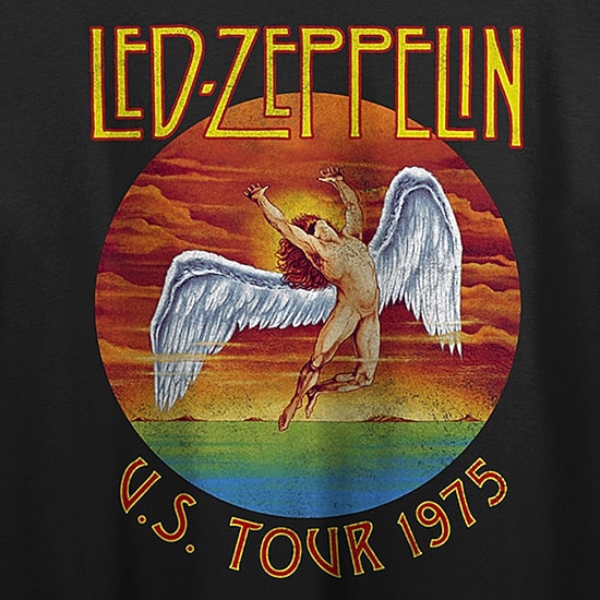 Led Zeppelin U.S.Tour 1975 Cropped Tee Womens Juniors Crew Neck Short Sleeve Loose Fit Graphic T-Shirt