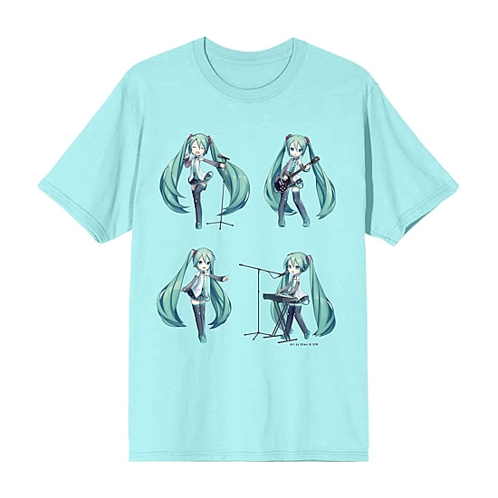 Hatsune Miku Band Boyfriend Tee Womens Juniors Crew Neck Short Sleeve Loose Fit Graphic T-Shirt