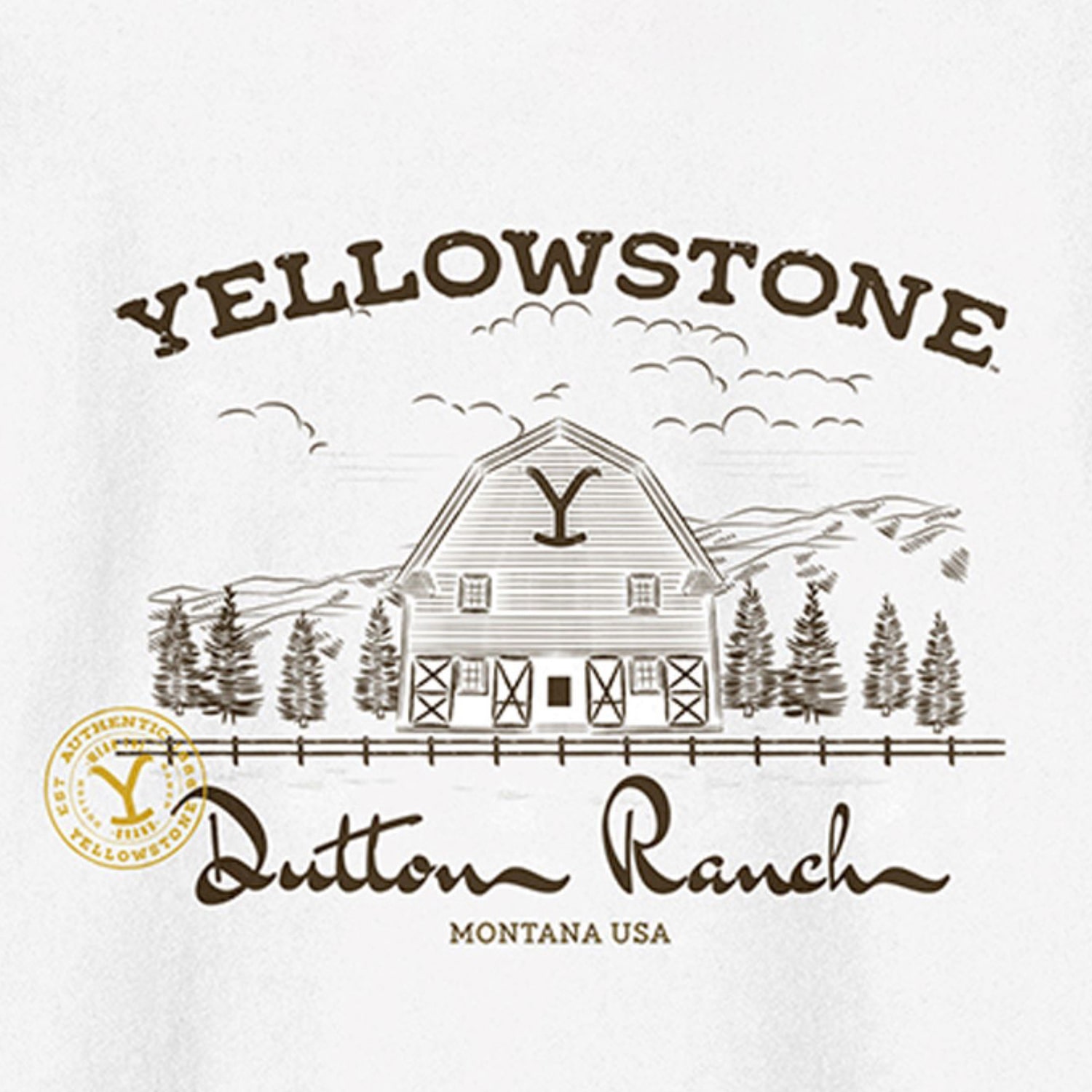 Yellowstone Dutton Ranch Womens Juniors Crew Neck Long Sleeve Sweatshirt