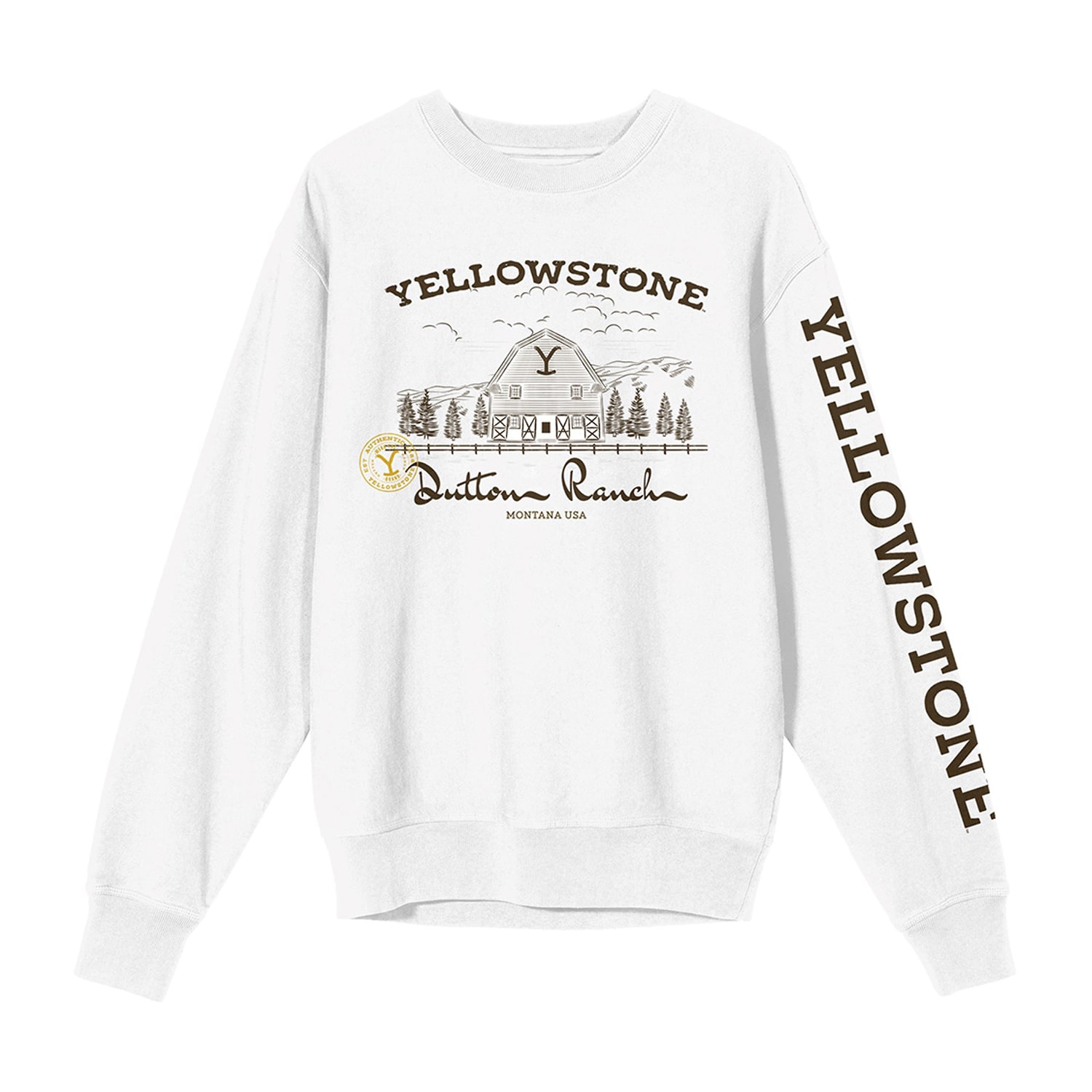 Yellowstone Dutton Ranch Womens Juniors Crew Neck Long Sleeve Sweatshirt