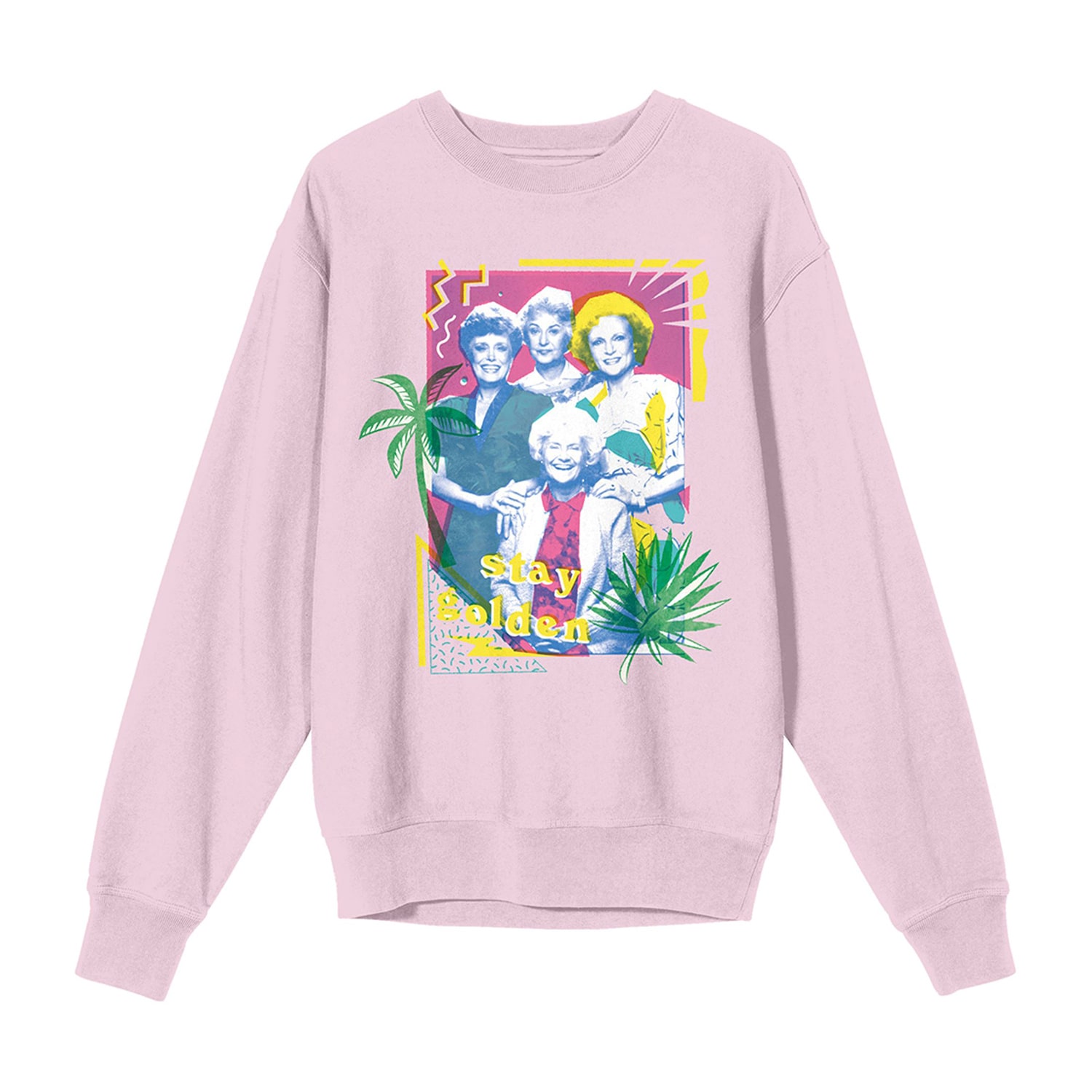 Golden Girls Pastel Art Womens Juniors Crew Neck Long Sleeve Sweatshirt