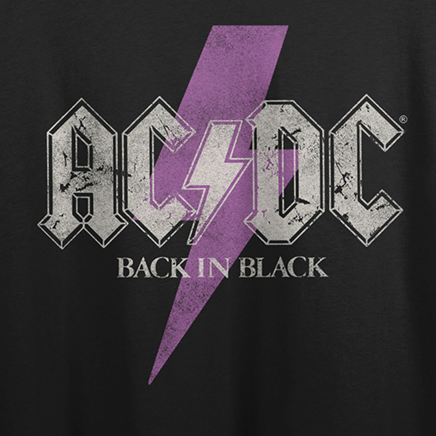 Acdc Back Black Cropped Tee Womens Juniors Crew Neck Short Sleeve Loose Fit Graphic T-Shirt