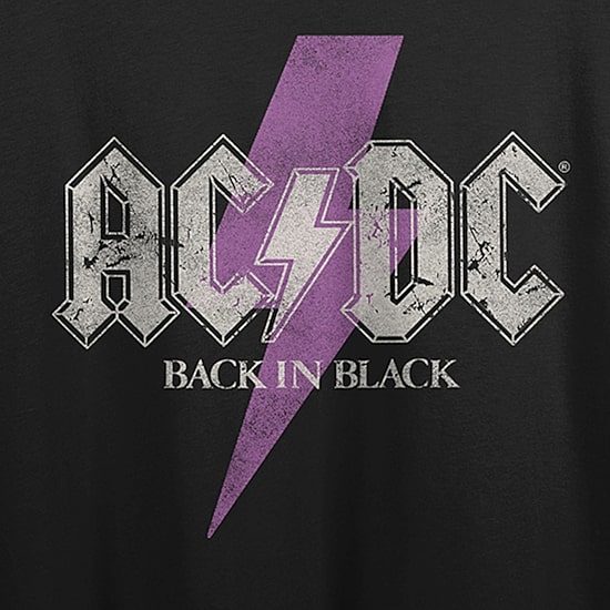 Acdc Back In Black Cropped Tee Womens Juniors Crew Neck Short Sleeve Loose Fit Graphic T-Shirt