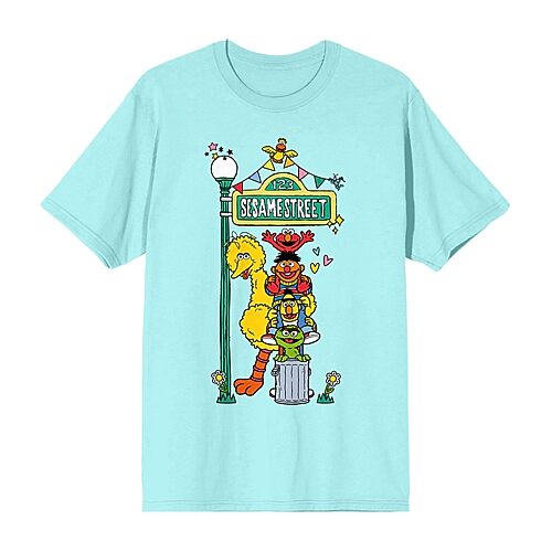 Novelty T-shirts Womens Juniors Crew Neck Short Sleeve Loose Fit Sesame Street Graphic T-shirt In Green
