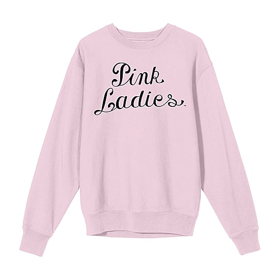 Grease Pink Ladies Logo Womens Juniors Crew Neck Long Sleeve Sweatshirt