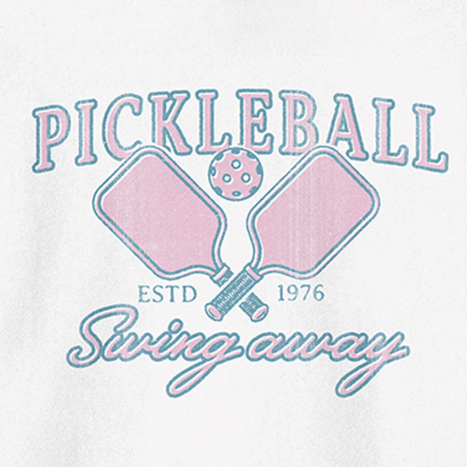 Pickleball Est. 1976 "Swing Away" Womens Juniors Crew Neck Long Sleeve Sweatshirt