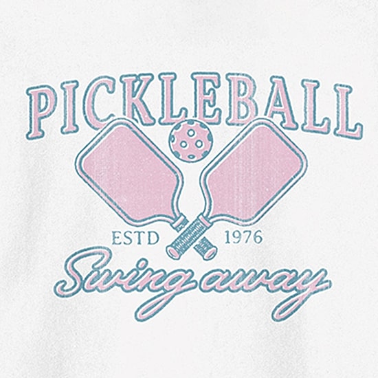 Pickleball Est. 1976 "Swing Away" Womens Juniors Crew Neck Long Sleeve Sweatshirt