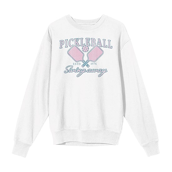 Pickleball Est. 1976 "Swing Away" Womens Juniors Crew Neck Long Sleeve Sweatshirt