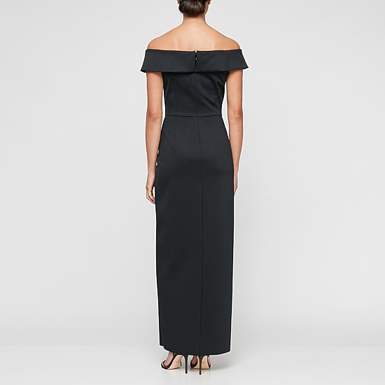 Atelier Danielle Womens Straight Neck Sleeveless Off the Shoulder Evening Gown