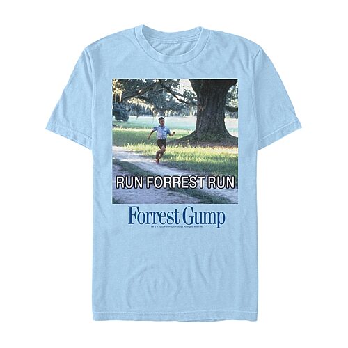 Mens Short Sleeve Forrest Gump Graphic T-Shirt, Small, Blue