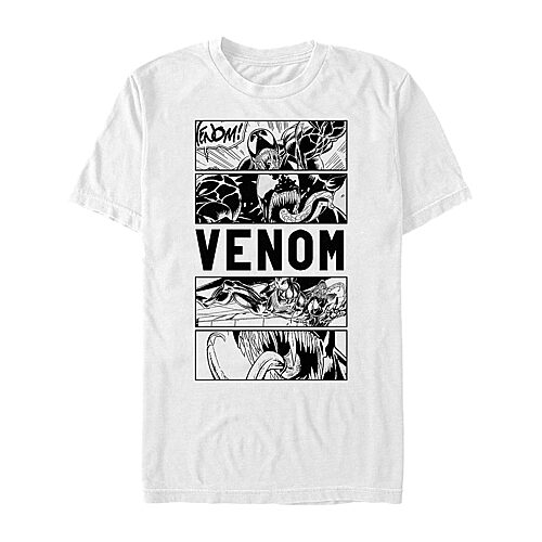 Marvel Men's Comic Collection Venom Comic Panels Short Sleeve T-Shirt - White