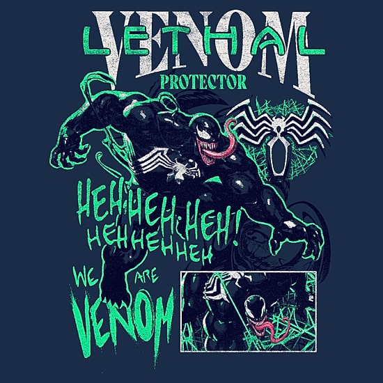 Novelty Mens Crew Neck Short Sleeve Regular Fit Venom Graphic T-Shirt