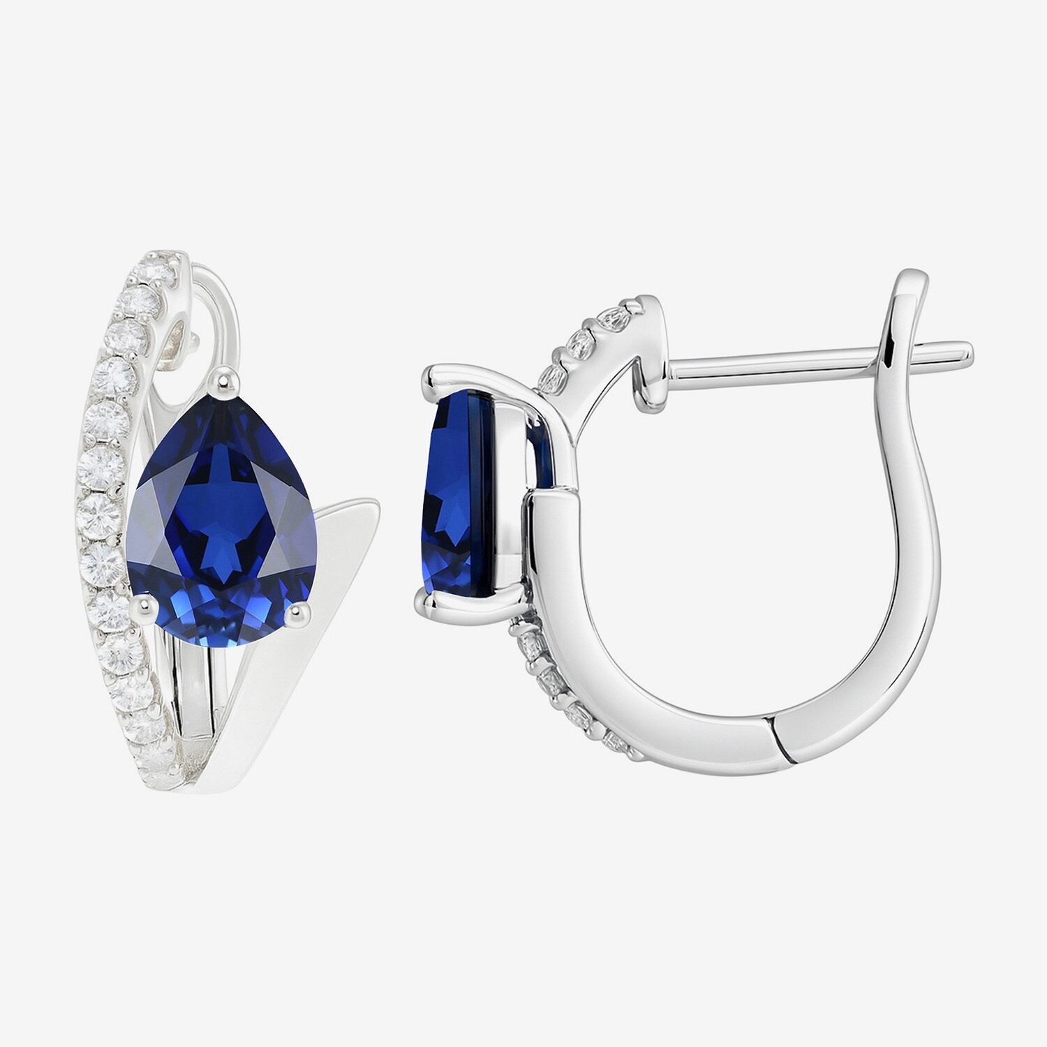 Womens Lab Created Gemstone Sterling Silver 14mm Pear Hoop Earrings