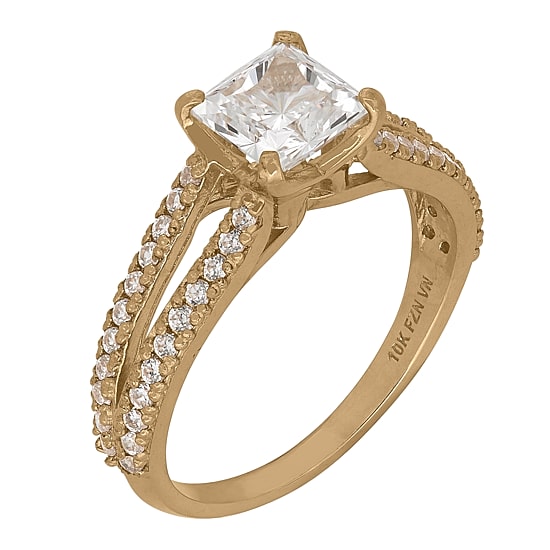 DiamonArt® Womens 1 5/8 CT. T.W. Lab Created White Cubic Zirconia 10K Gold Engagement Ring